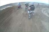 Crash sequence from the second turn of the Novice Class start, VDR Hare Scramble in Berthoud CO, Jan 2009
 - photo 3 